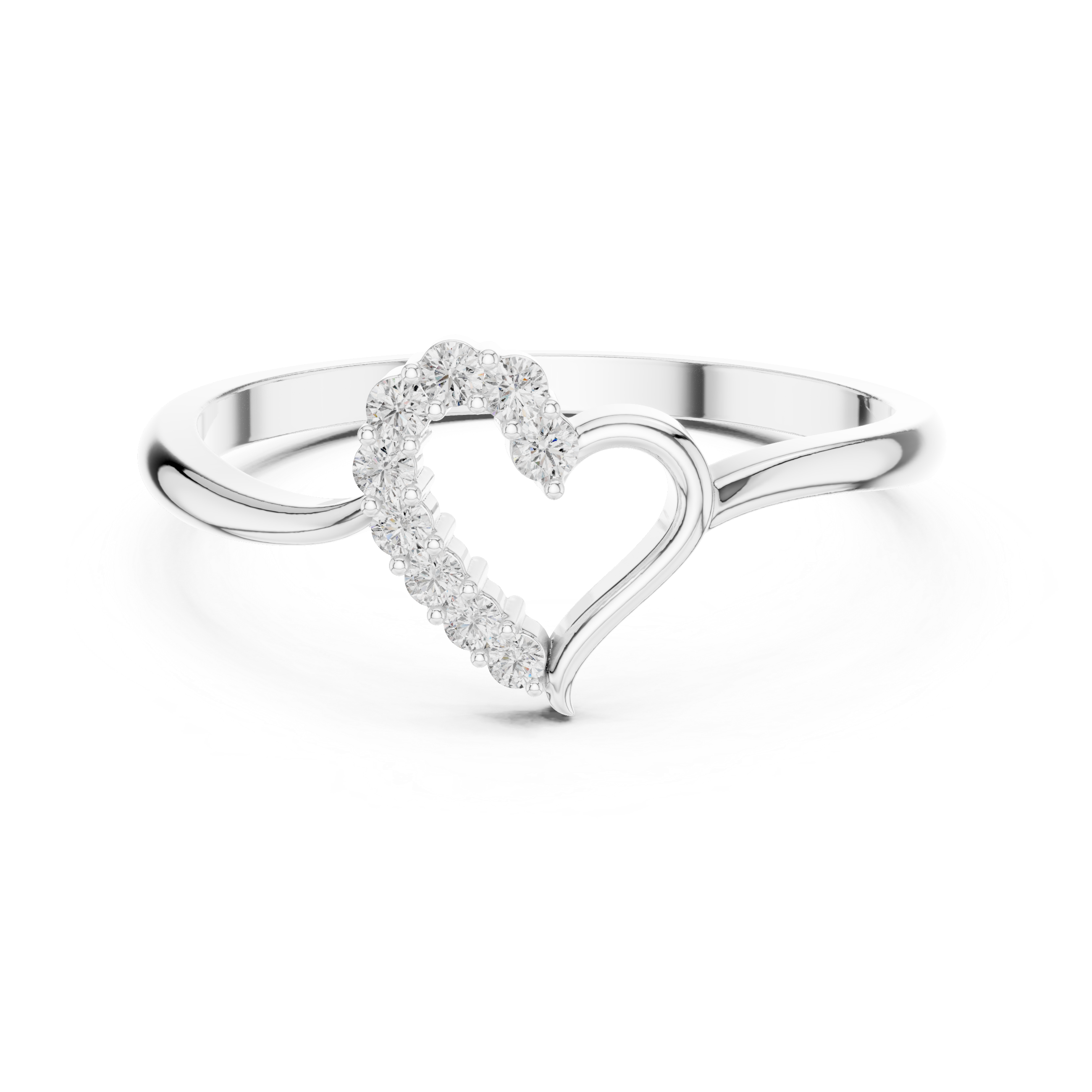 Open Heart Diamond Ring