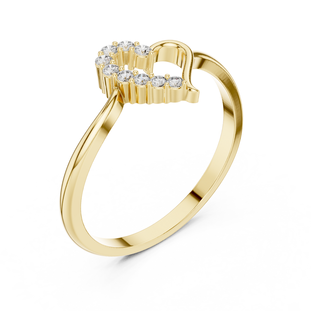 Open Heart Diamond Ring