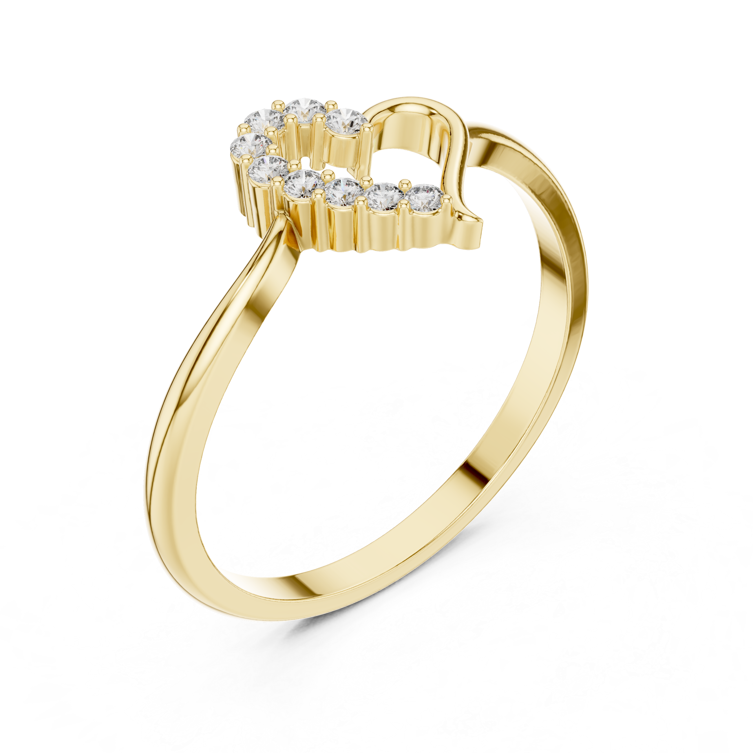 Open Heart Diamond Ring