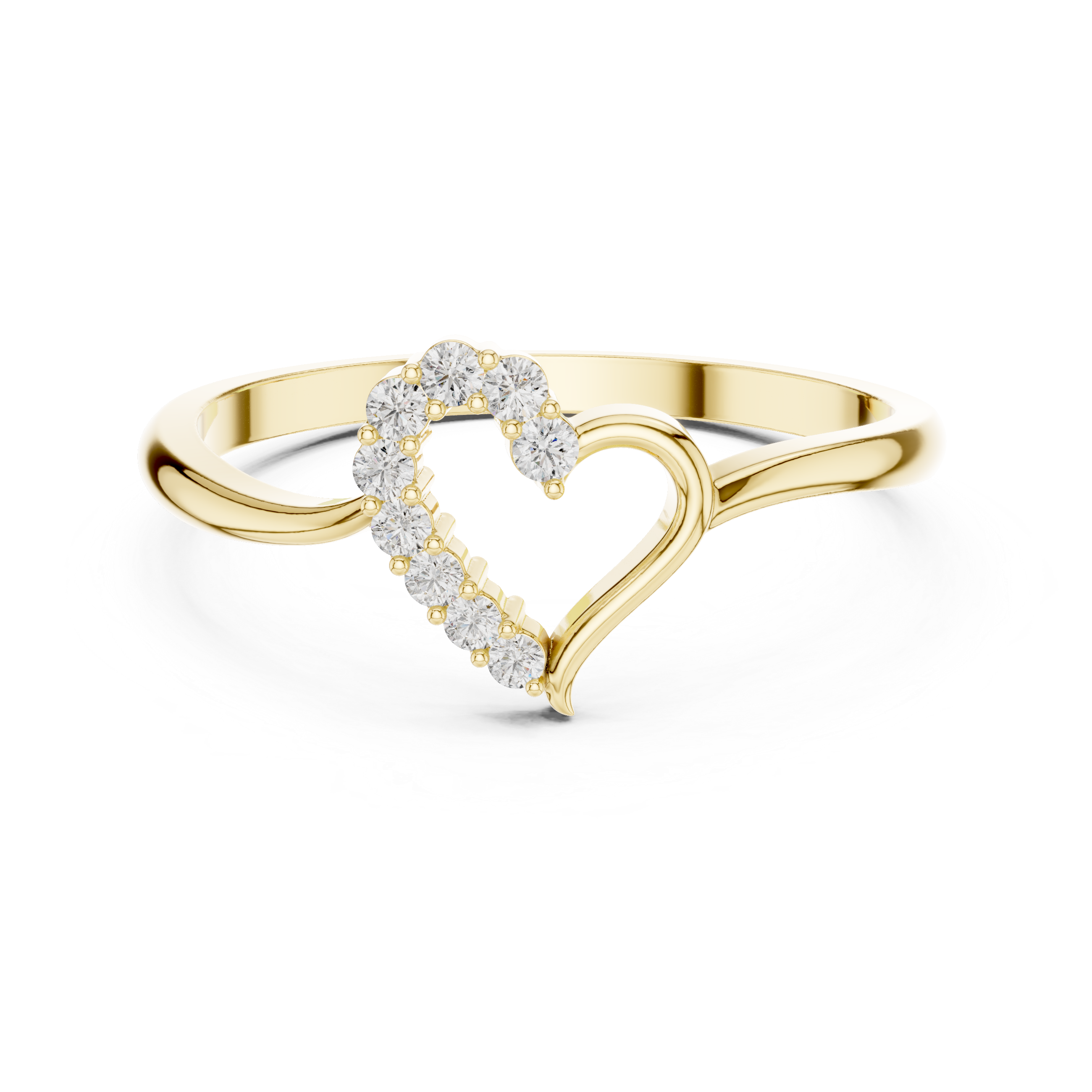 Open Heart Diamond Ring