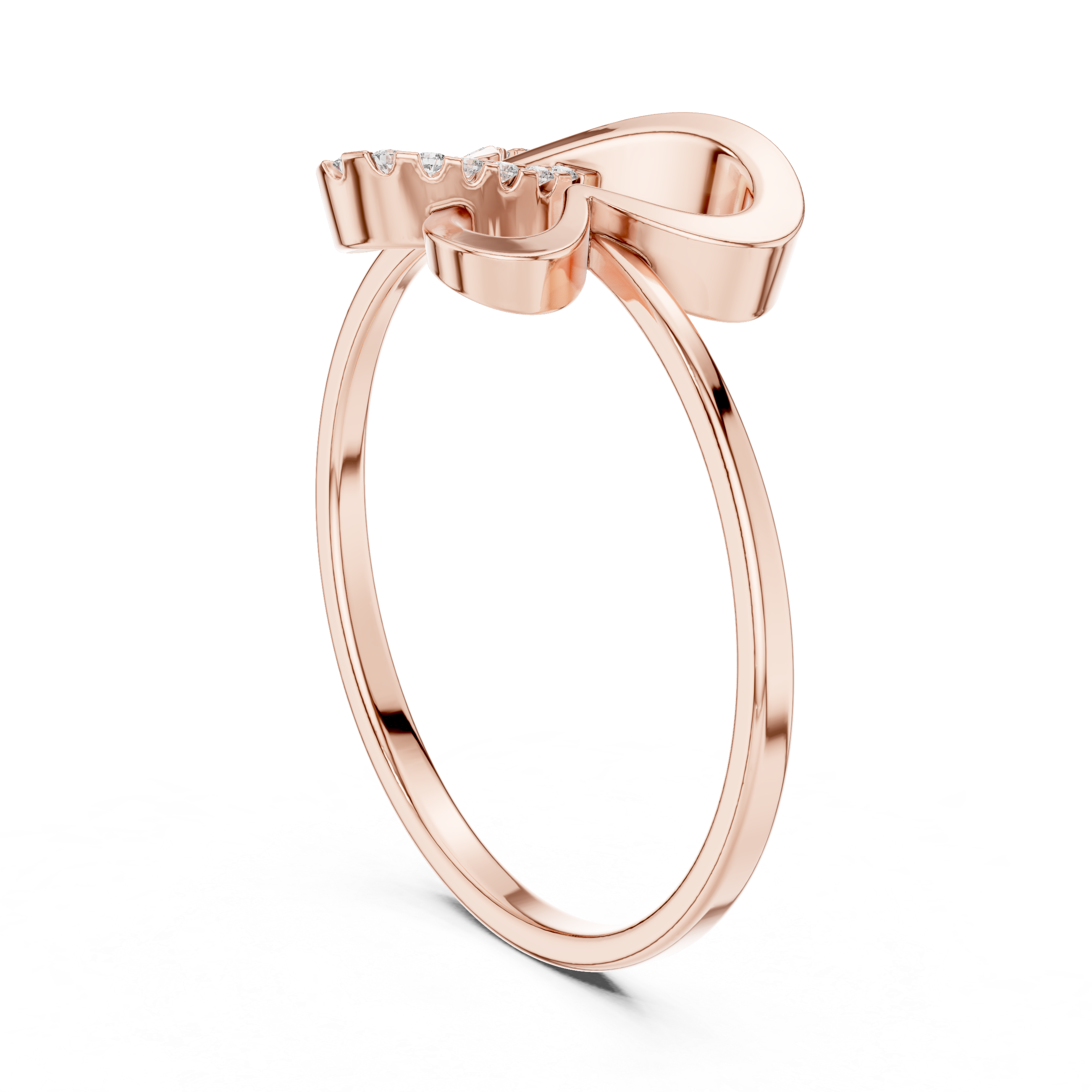 Diamond Heart Bow Ring