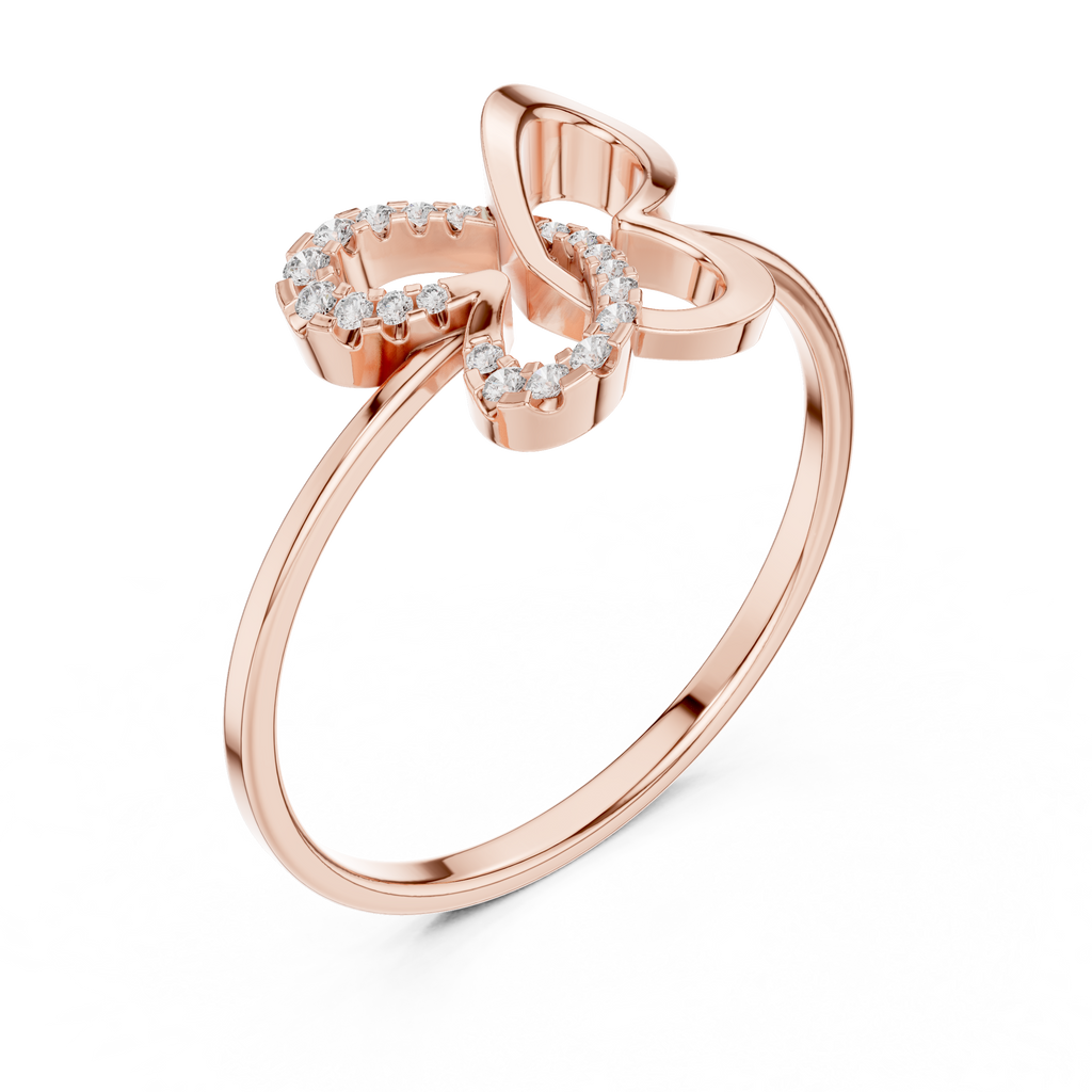 Diamond Heart Bow Ring