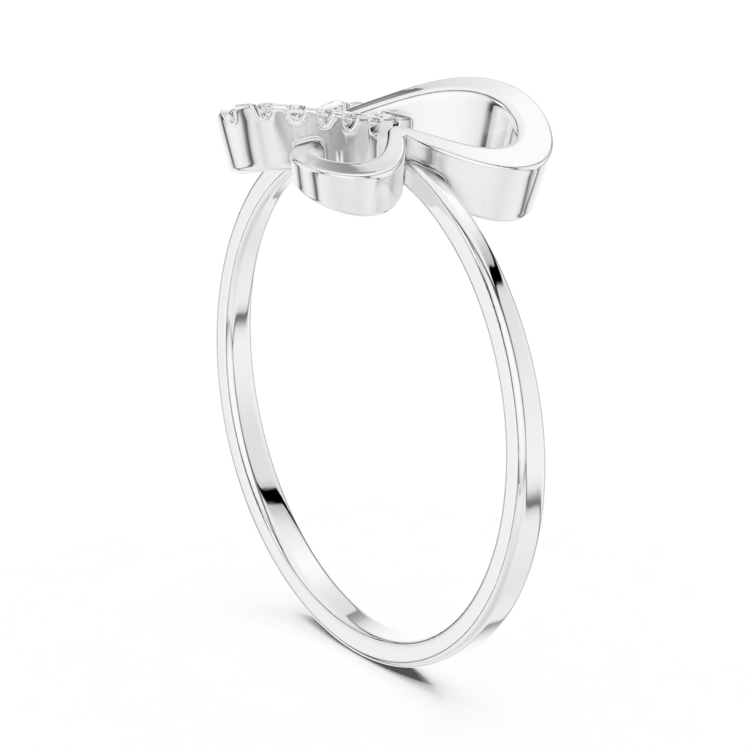 Diamond Heart Bow Ring