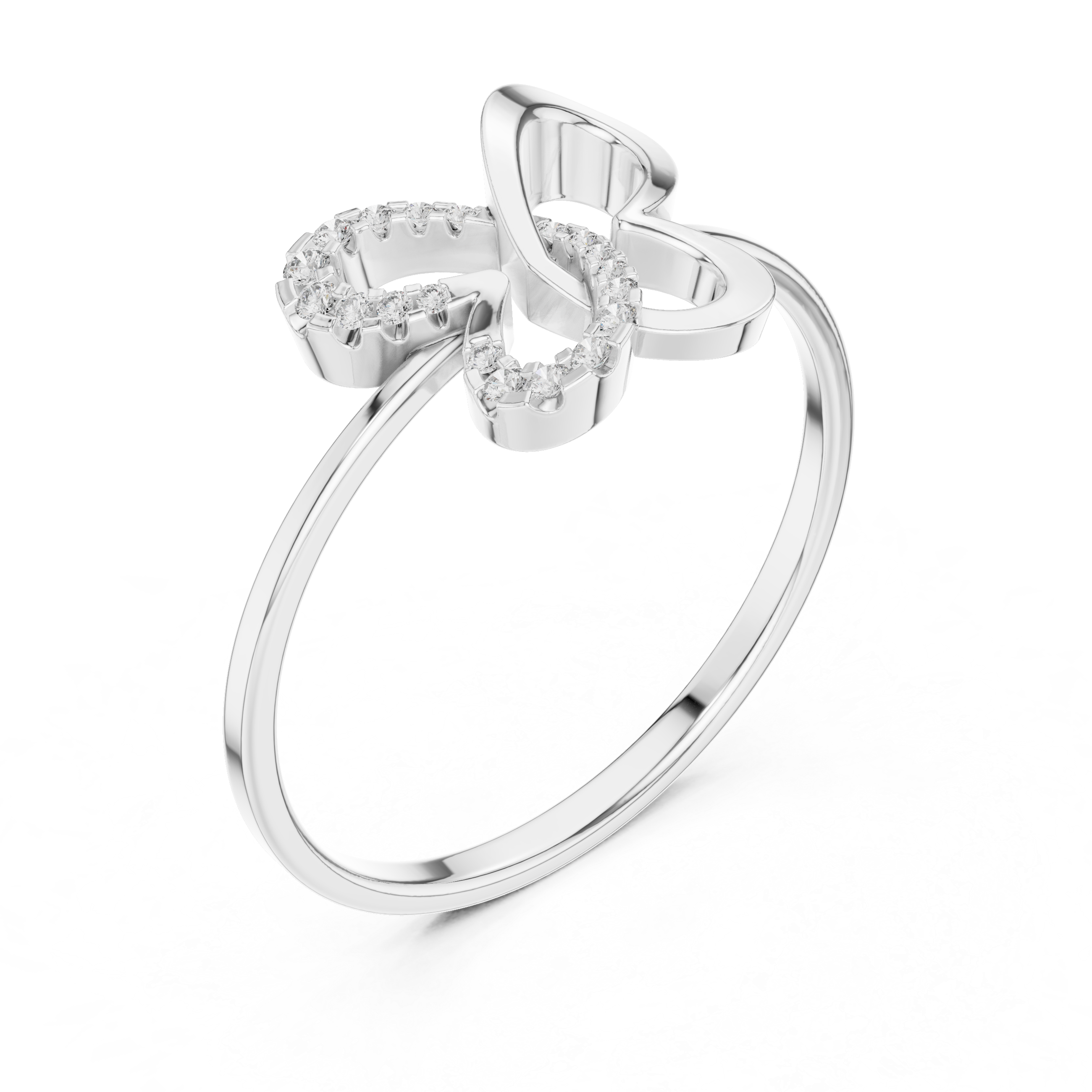 Diamond Heart Bow Ring
