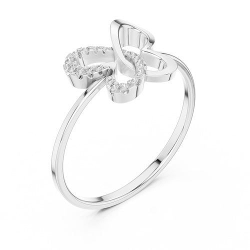 Diamond Heart Bow Ring
