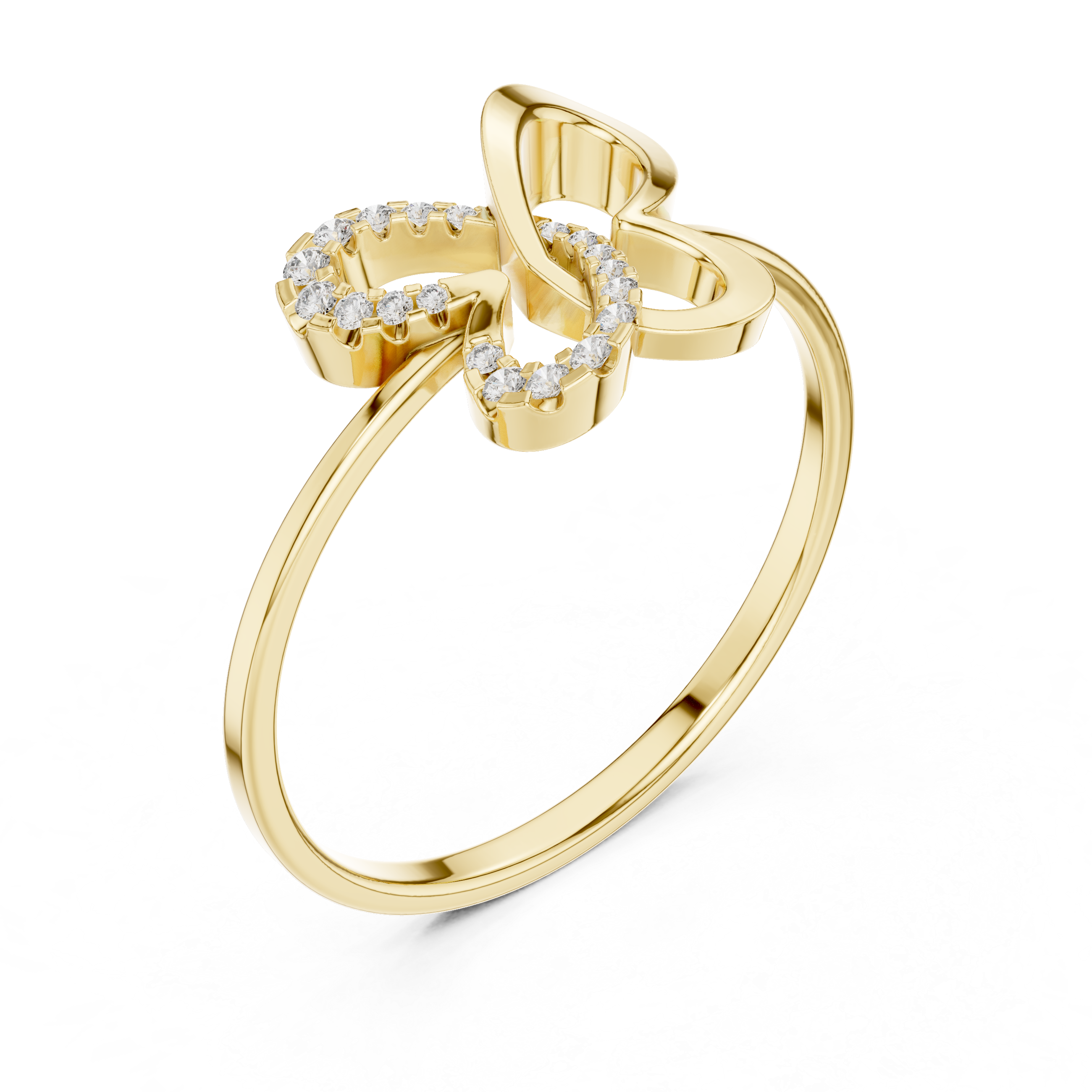 Diamond Heart Bow Ring