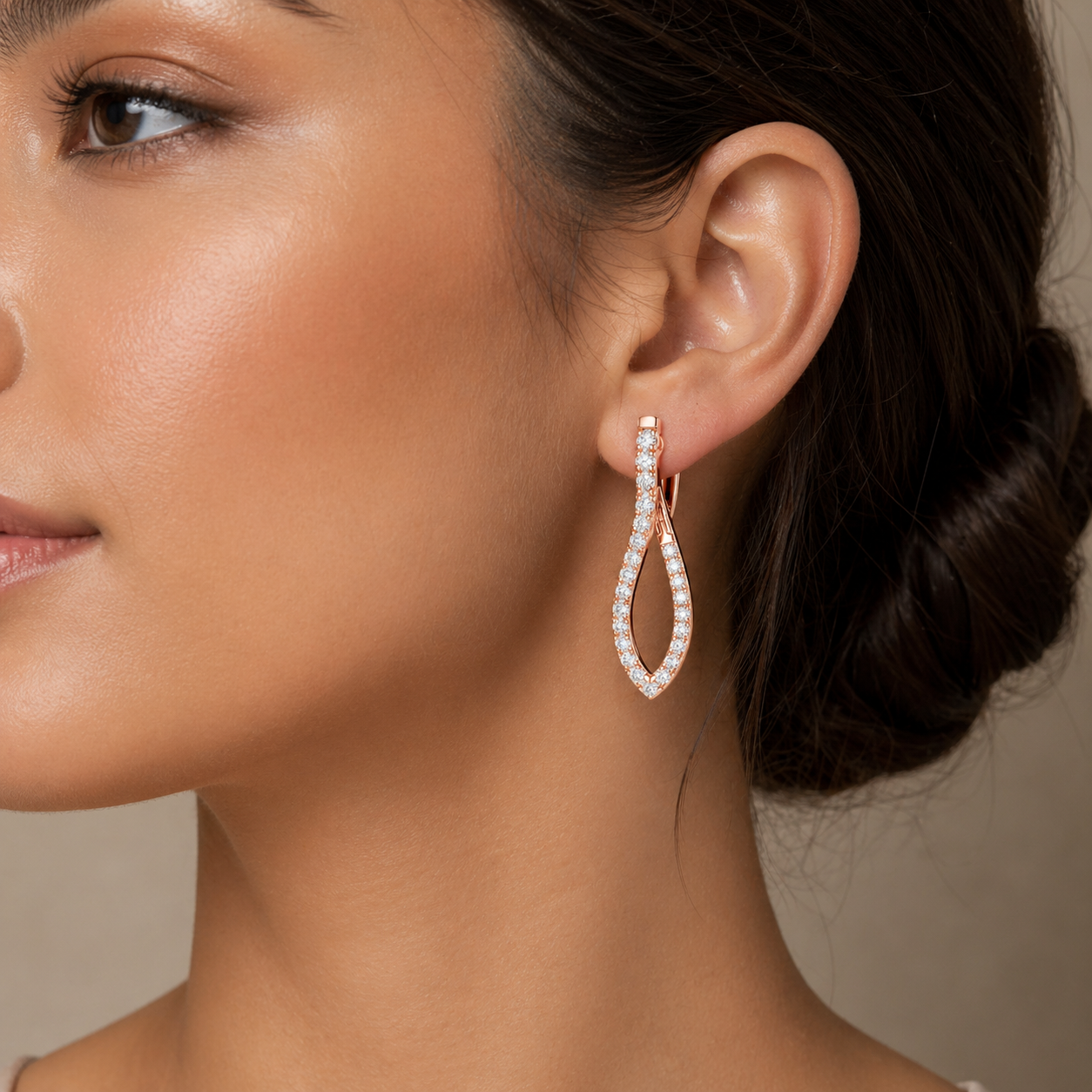 Lab Grown Diamond Marquise Hoop Earrings