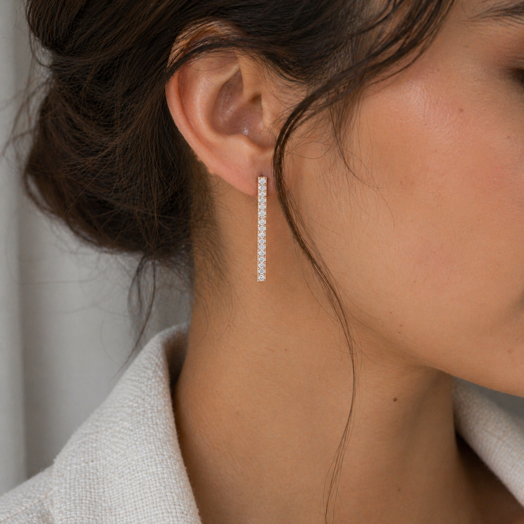 V Shape Diamond Stud Earrings