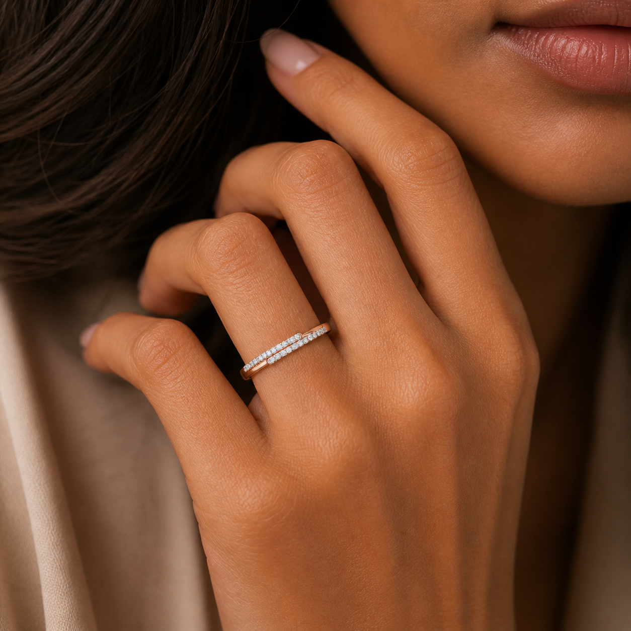 Double Row Pavé Diamond Ring