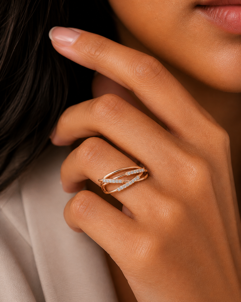 Double Row Diamond Band Ring