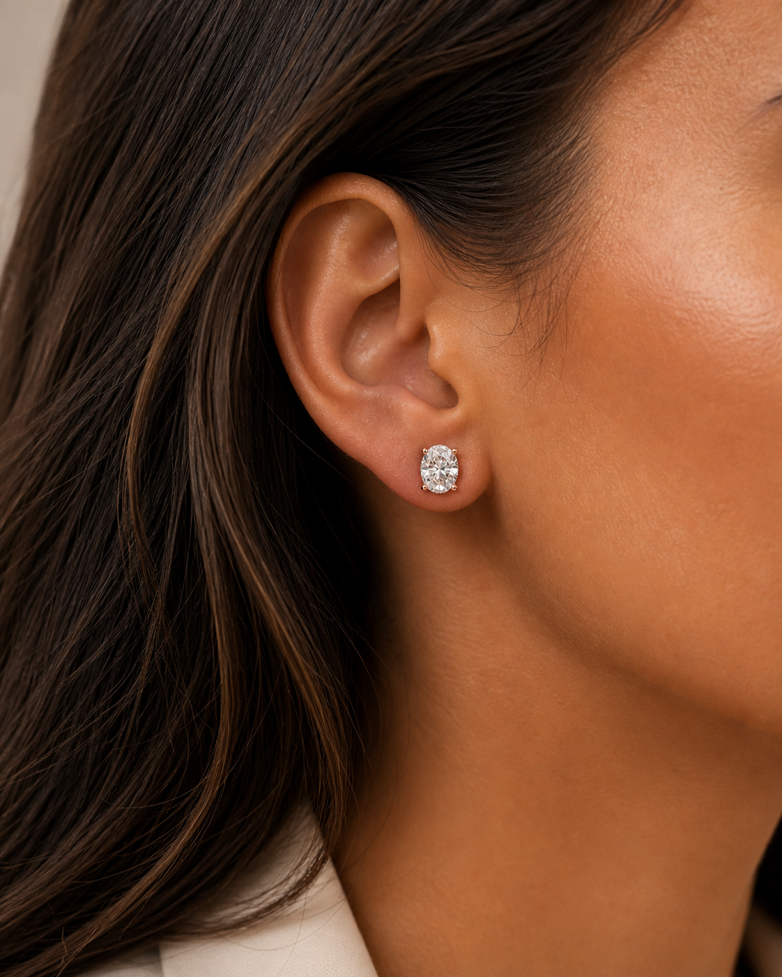Oval Cut Diamond Stud Earrings