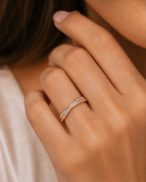 Cross Over Diamond Band Ring