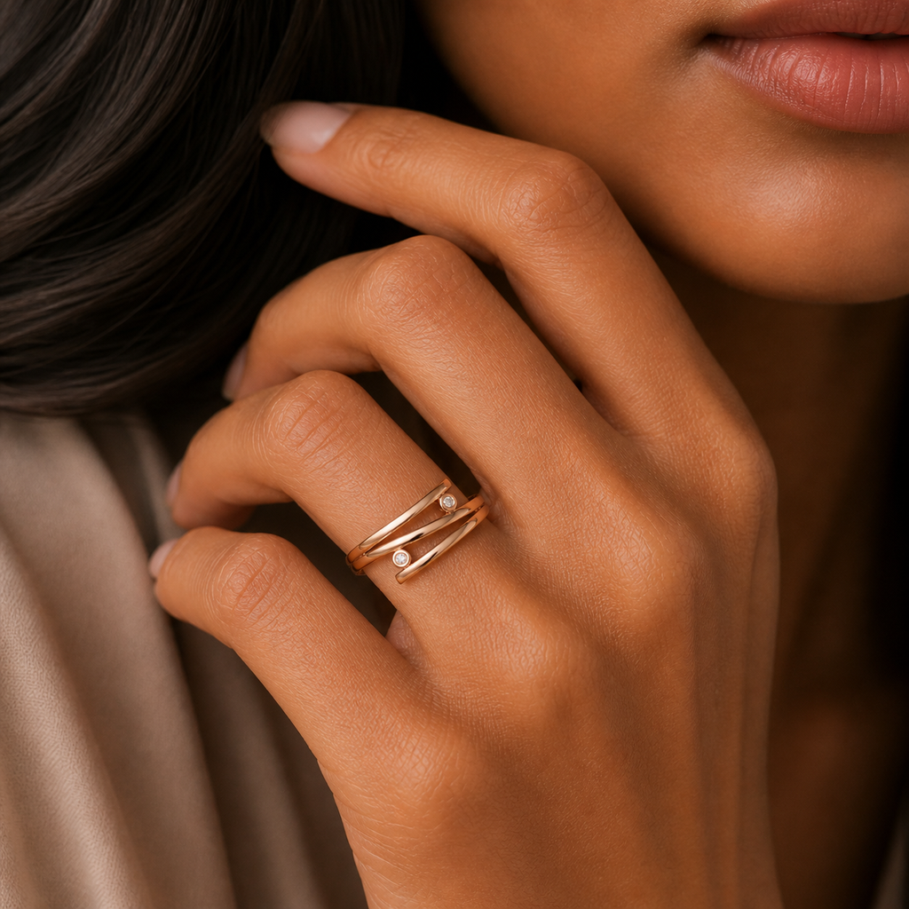 Cross Over Diamond Ring