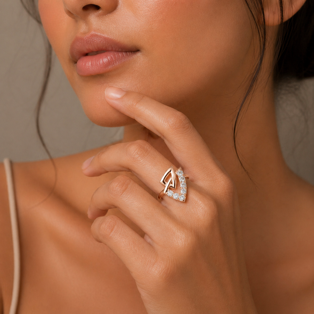 Modern Geometric Diamond Ring