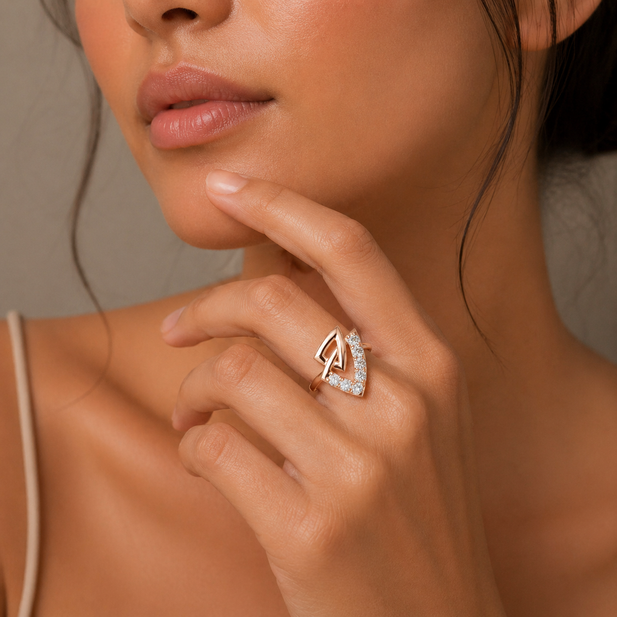 Modern Geometric Diamond Ring