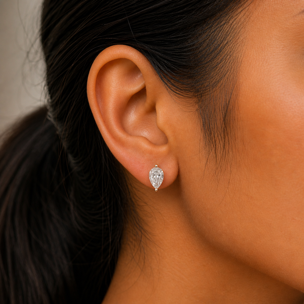 Pear Cut Diamond Stud Earrings