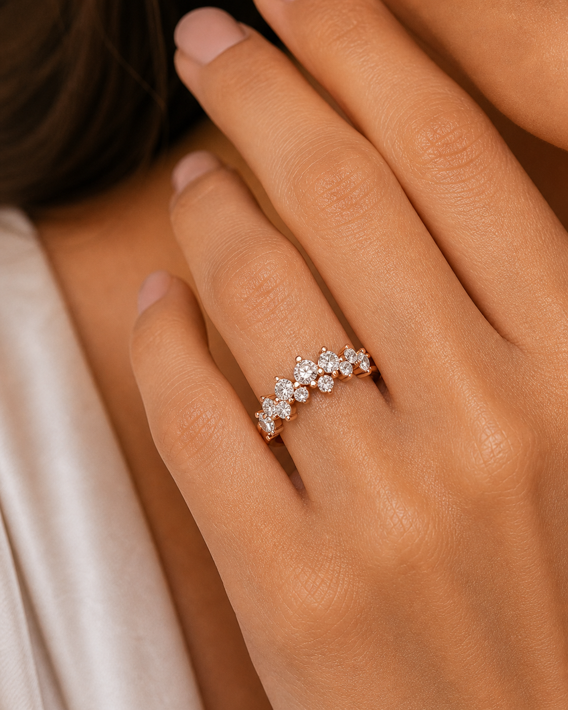 Diamond Crown Cluster Ring