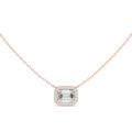 Emerald Cut Halo Diamond Pendant Necklace