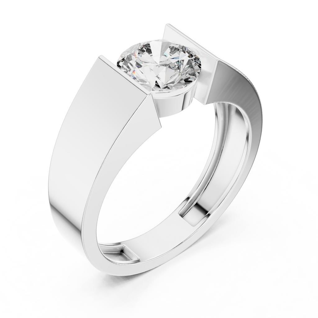 Bold Crown Solitaire Ring
