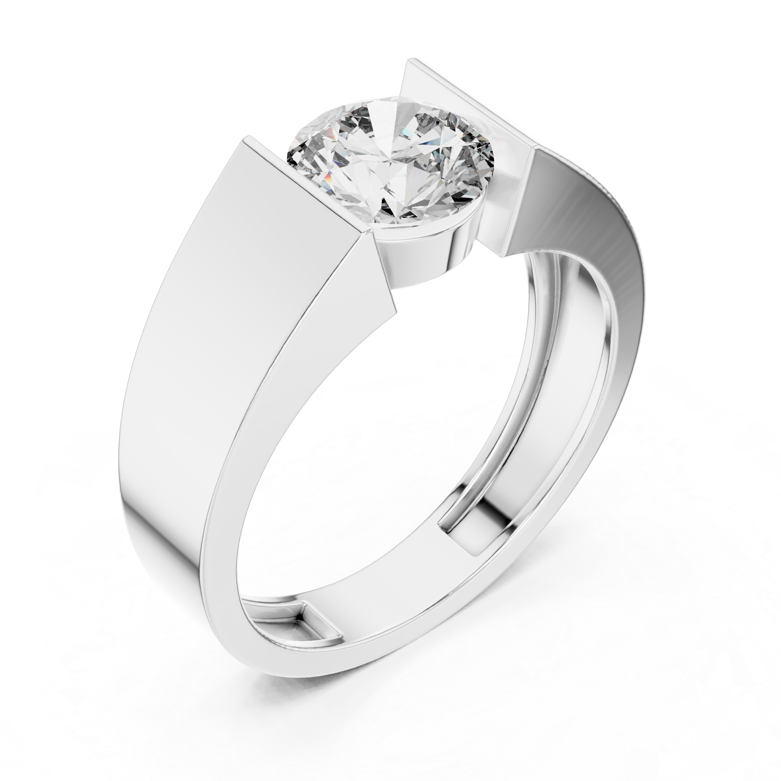 Bold Crown Solitaire Ring