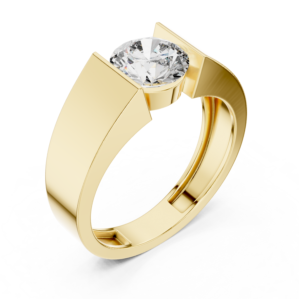 Bold Crown Solitaire Ring