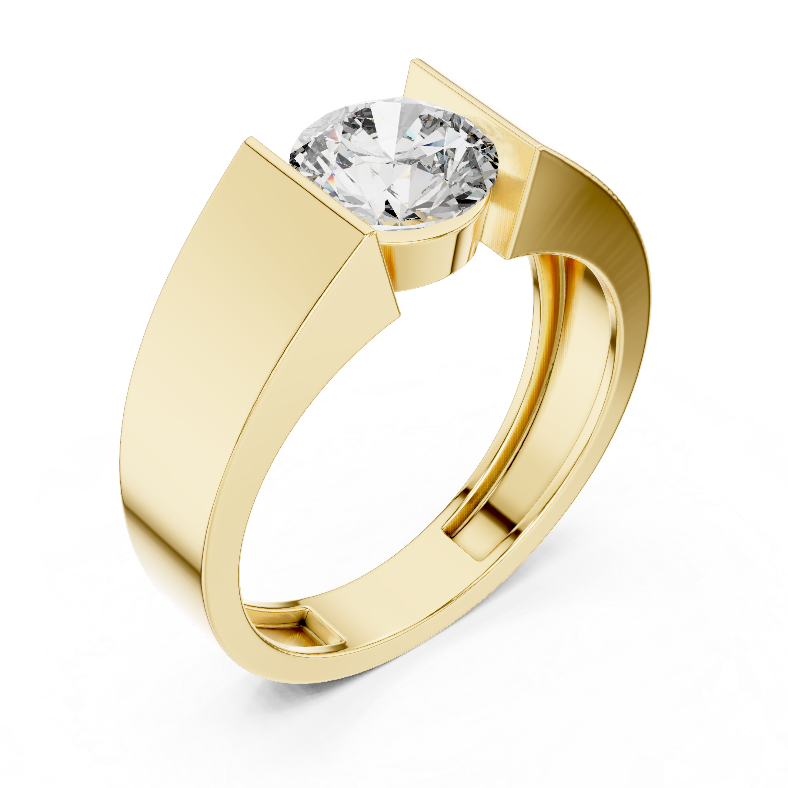 Bold Crown Solitaire Ring