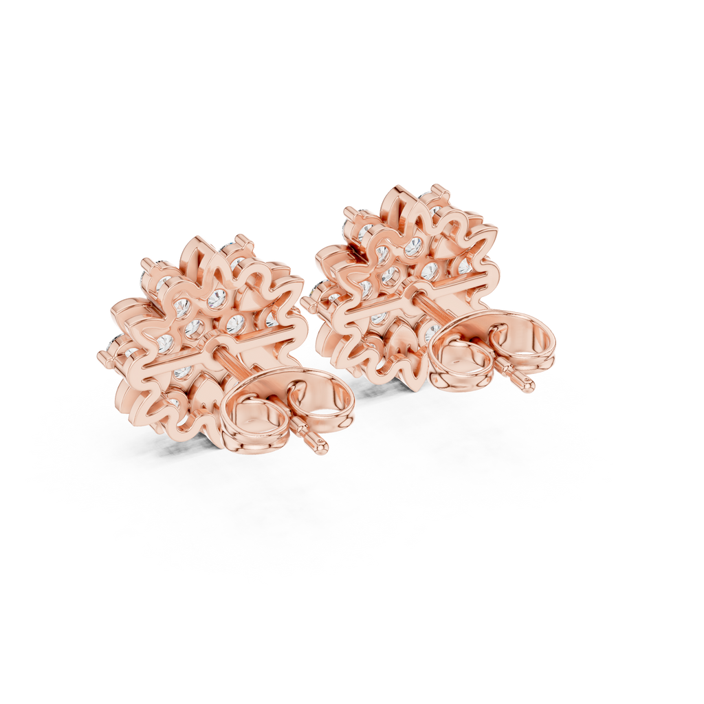 Floral Diamond Cluster Stud Earrings