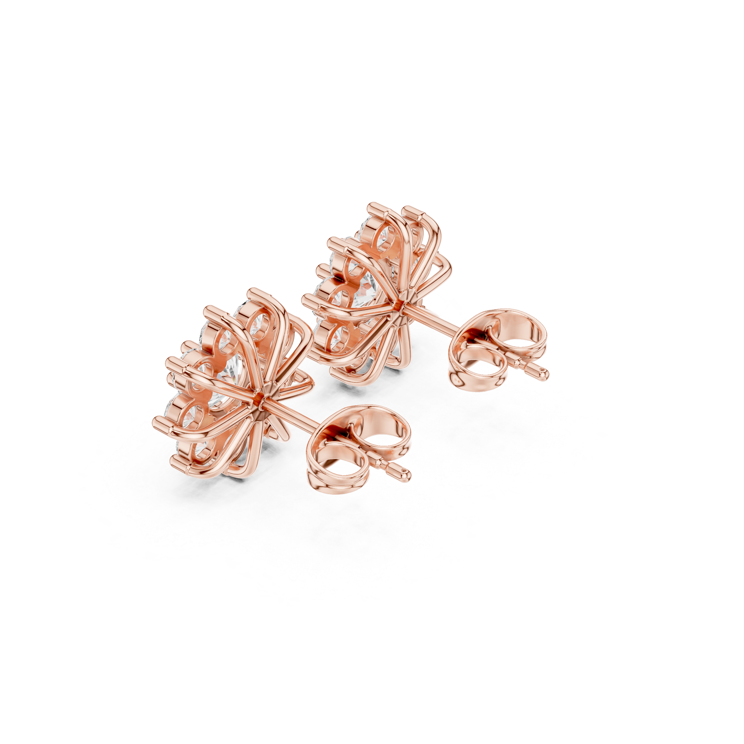 Floral Halo Diamond Stud Earrings