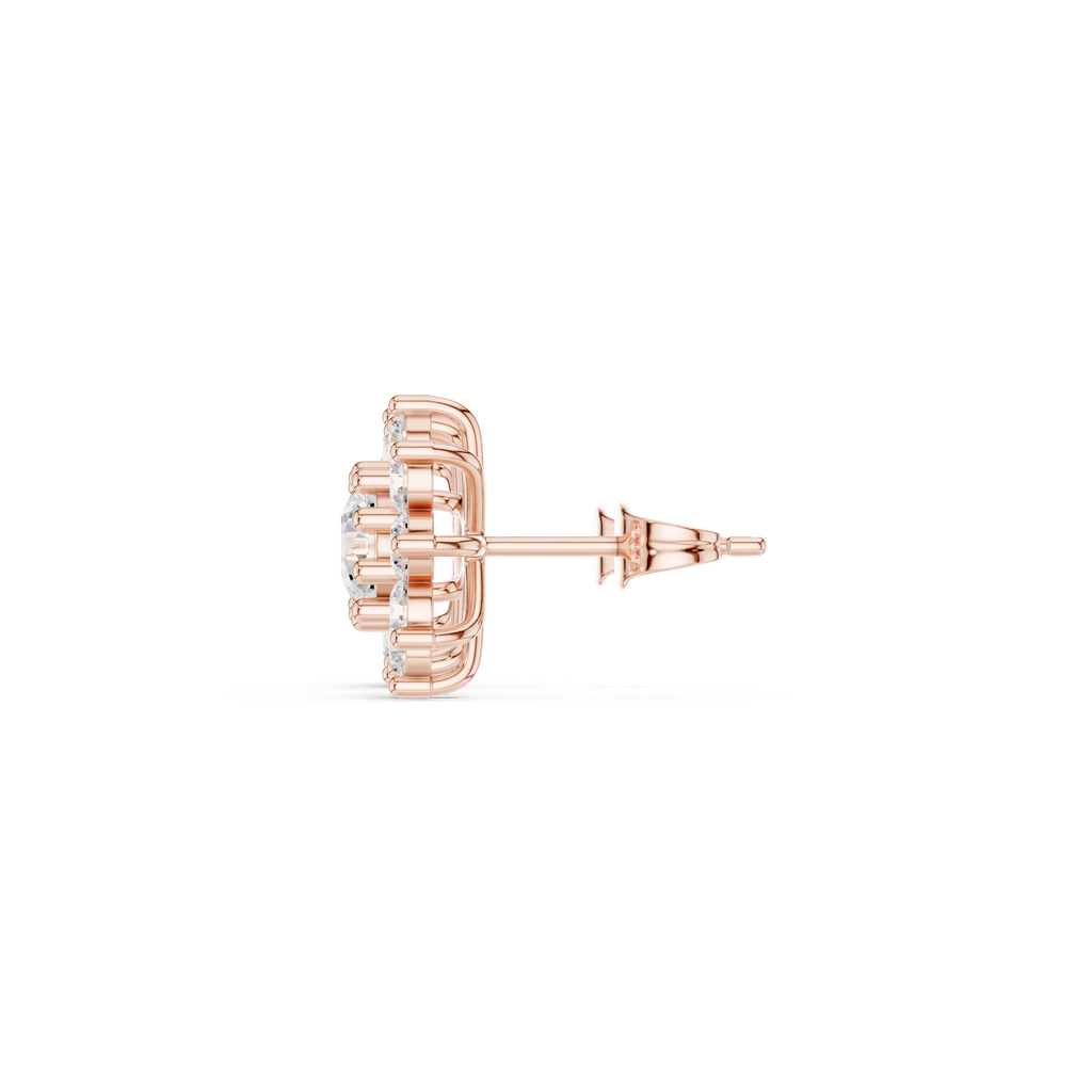 Floral Halo Diamond Stud Earrings