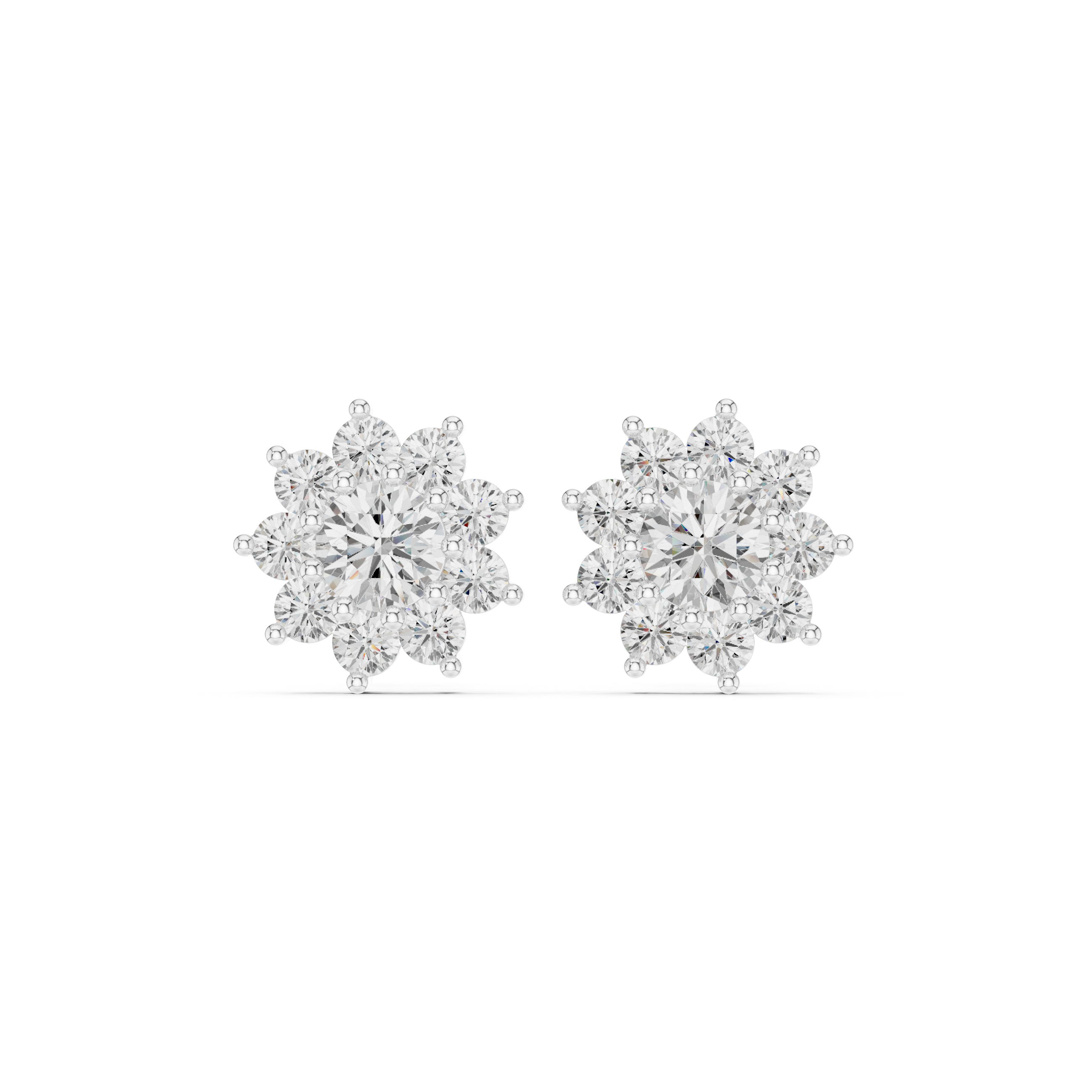 Floral Halo Diamond Stud Earrings