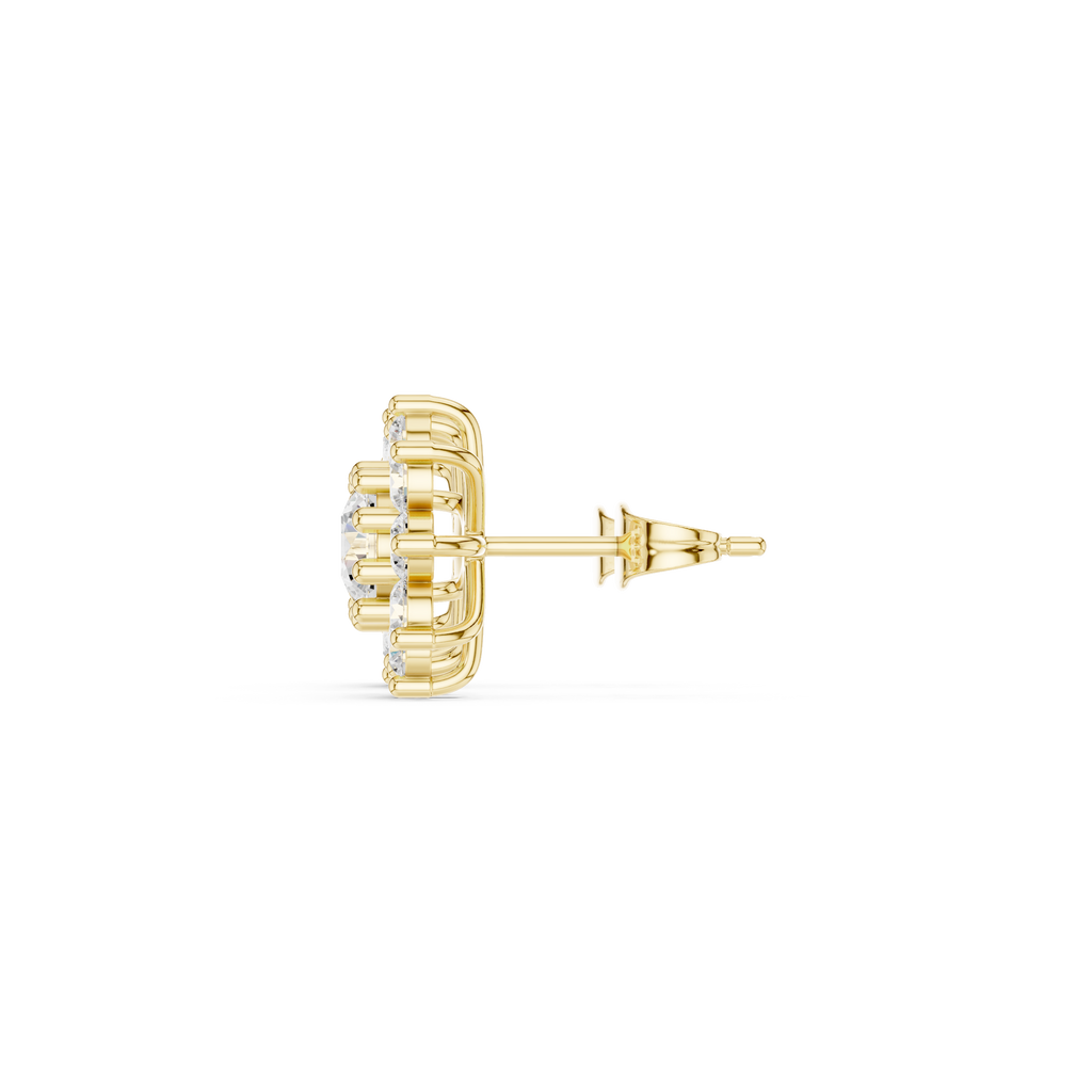 Floral Halo Diamond Stud Earrings