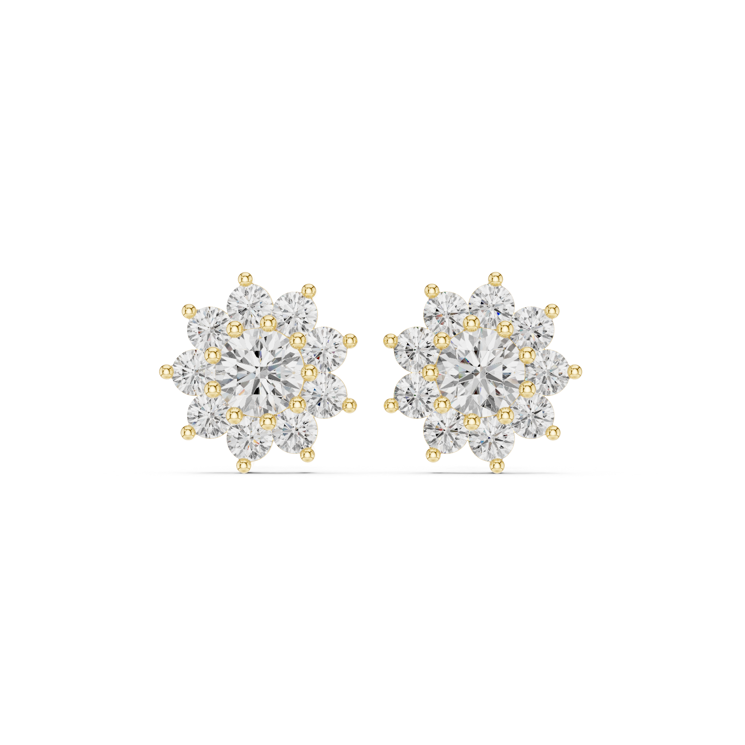 Floral Halo Diamond Stud Earrings