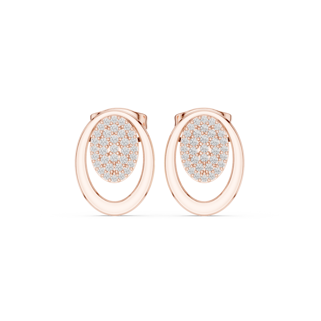 Oval Halo Diamond Stud Earrings