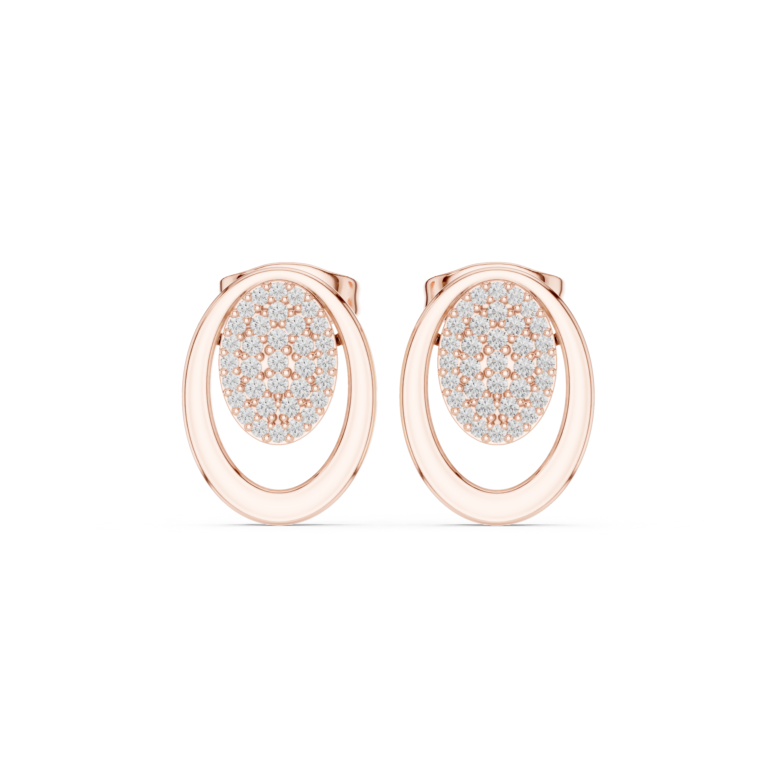 Oval Halo Diamond Stud Earrings