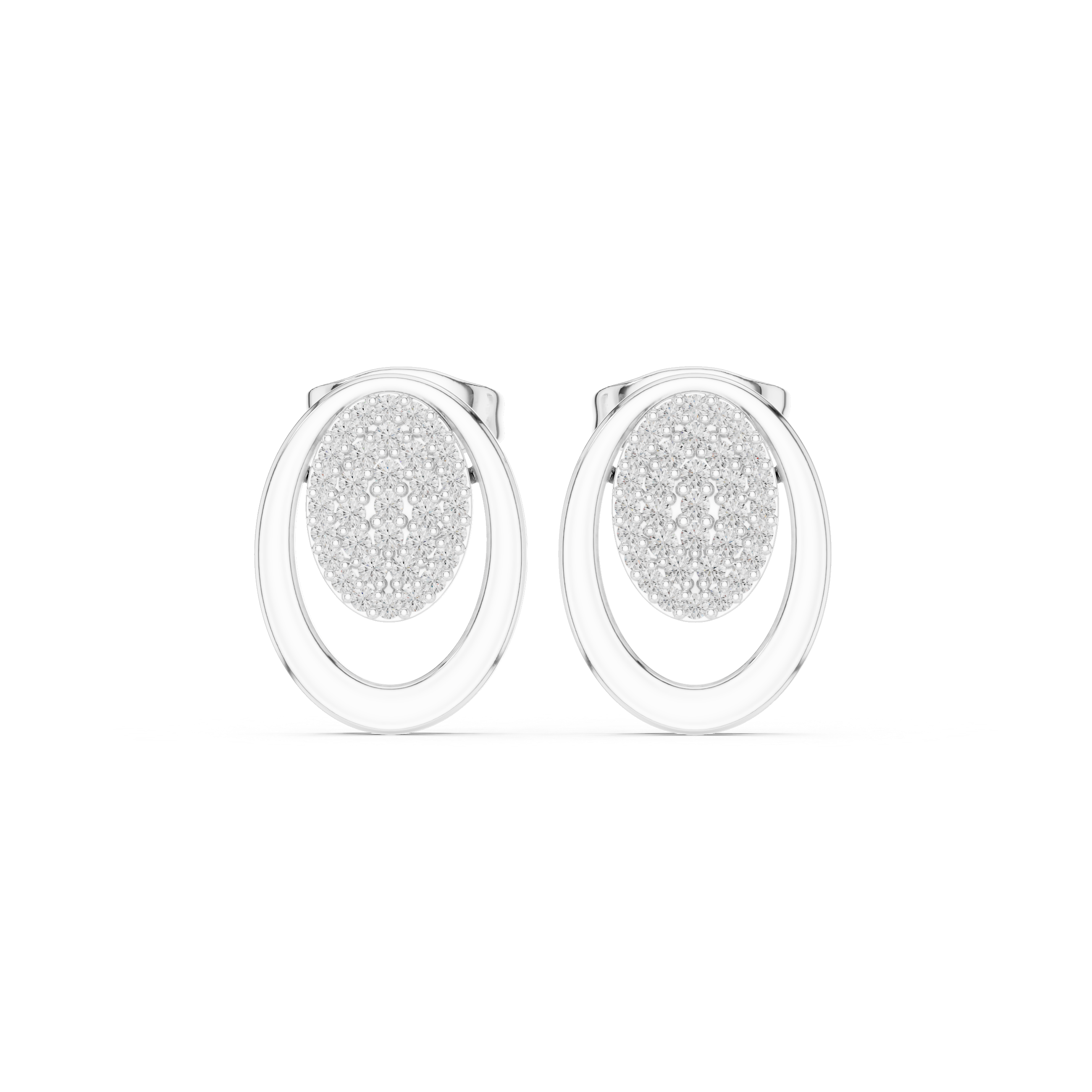 Oval Halo Diamond Stud Earrings
