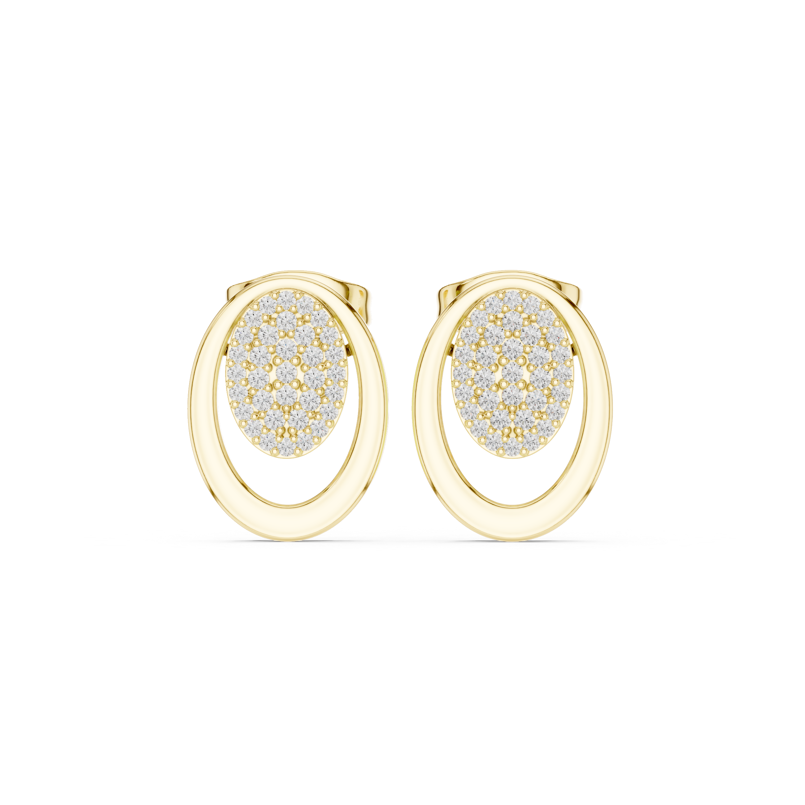 Oval Halo Diamond Stud Earrings