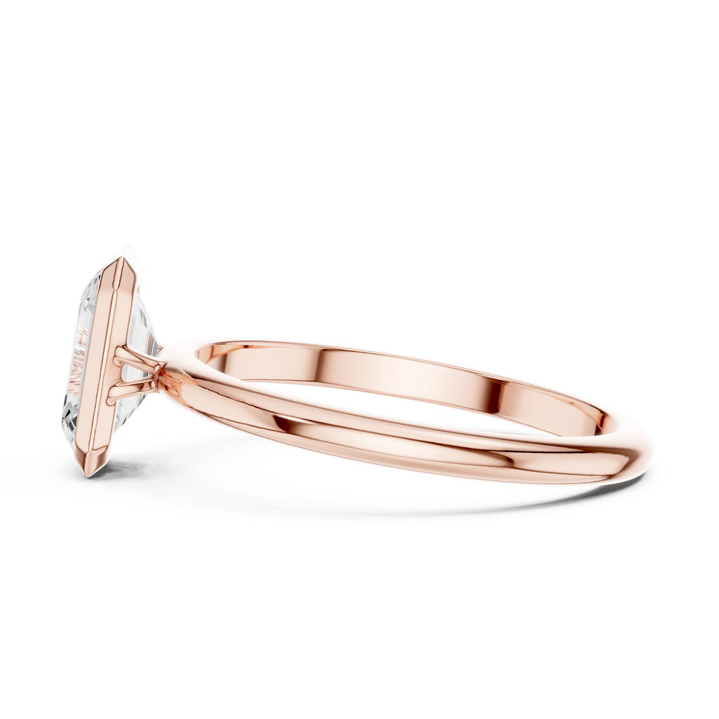 Emerald Cut Lab Diamond Ring, Minimalist Bezel Solitaire
