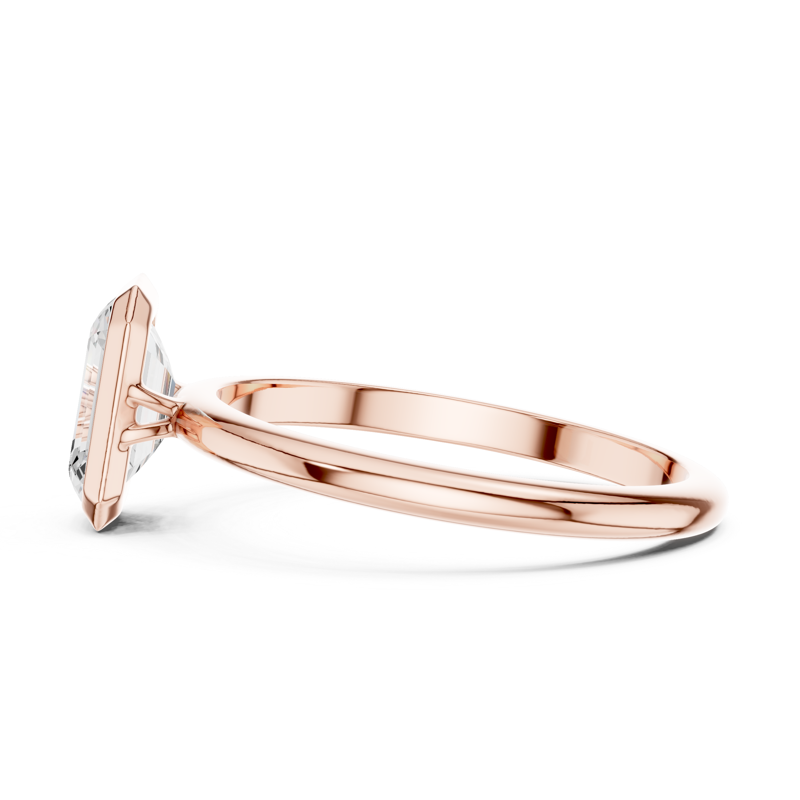 Emerald Cut Lab Diamond Ring, Minimalist Bezel Solitaire