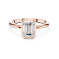 Emerald Cut Lab Diamond Ring, Minimalist Bezel Solitaire