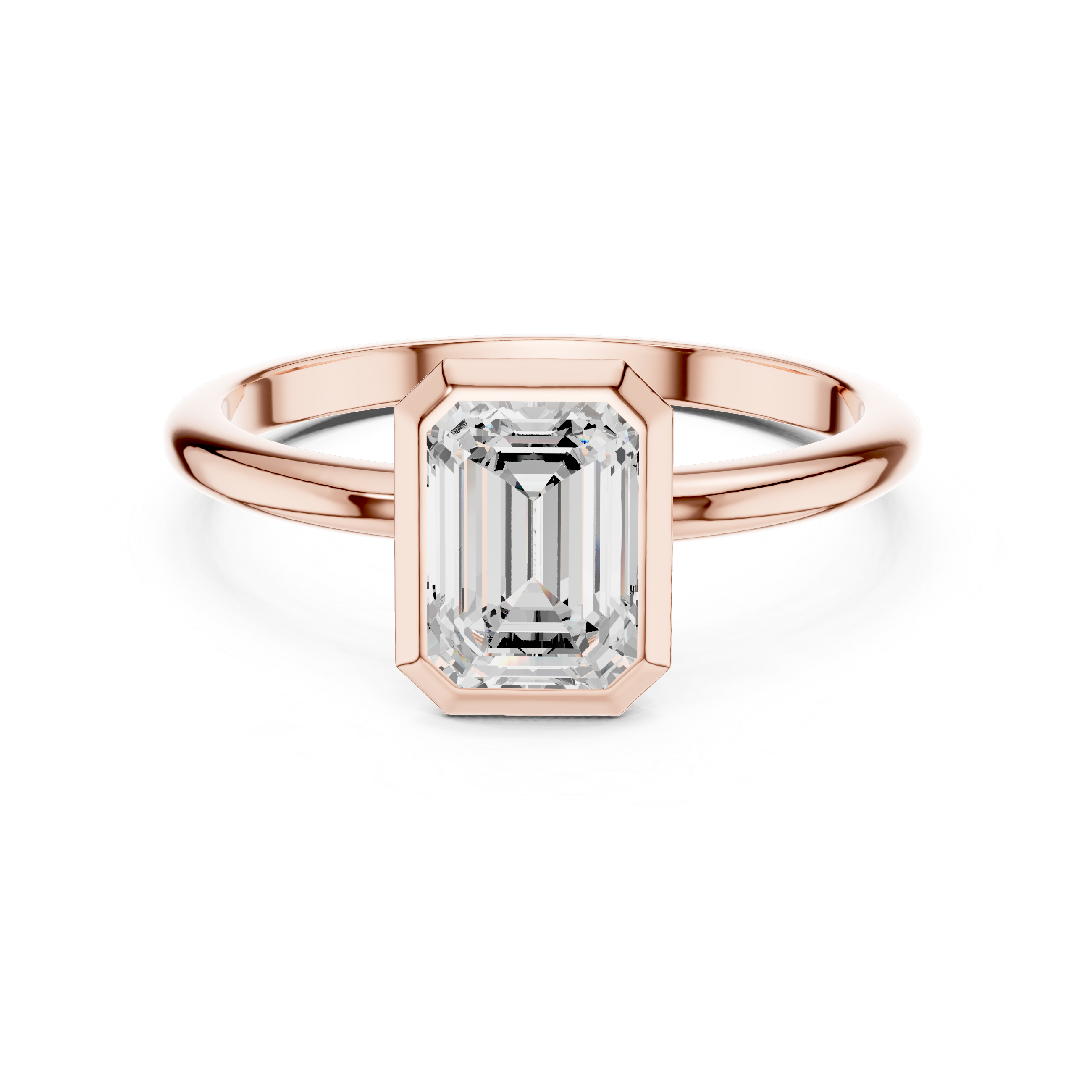Emerald Cut Lab Diamond Ring, Minimalist Bezel Solitaire