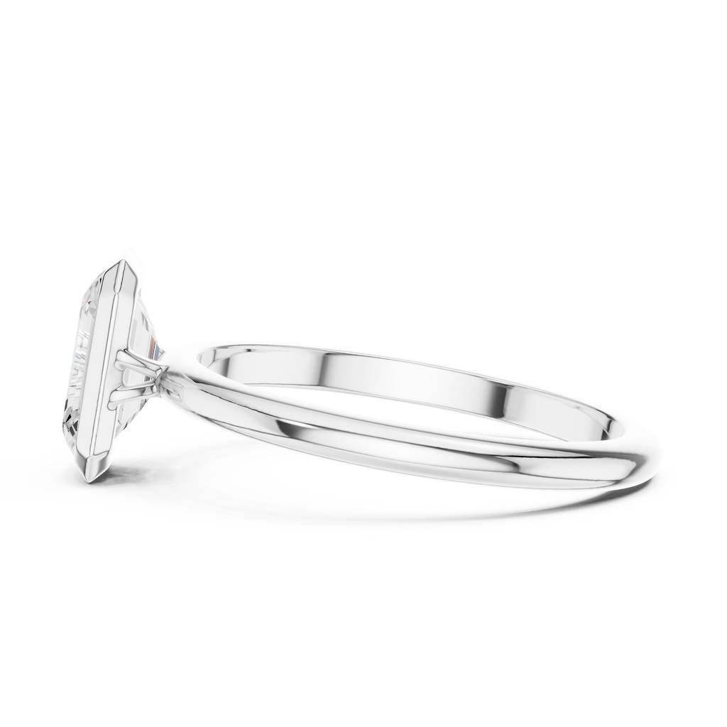 Emerald Cut Lab Diamond Ring, Minimalist Bezel Solitaire