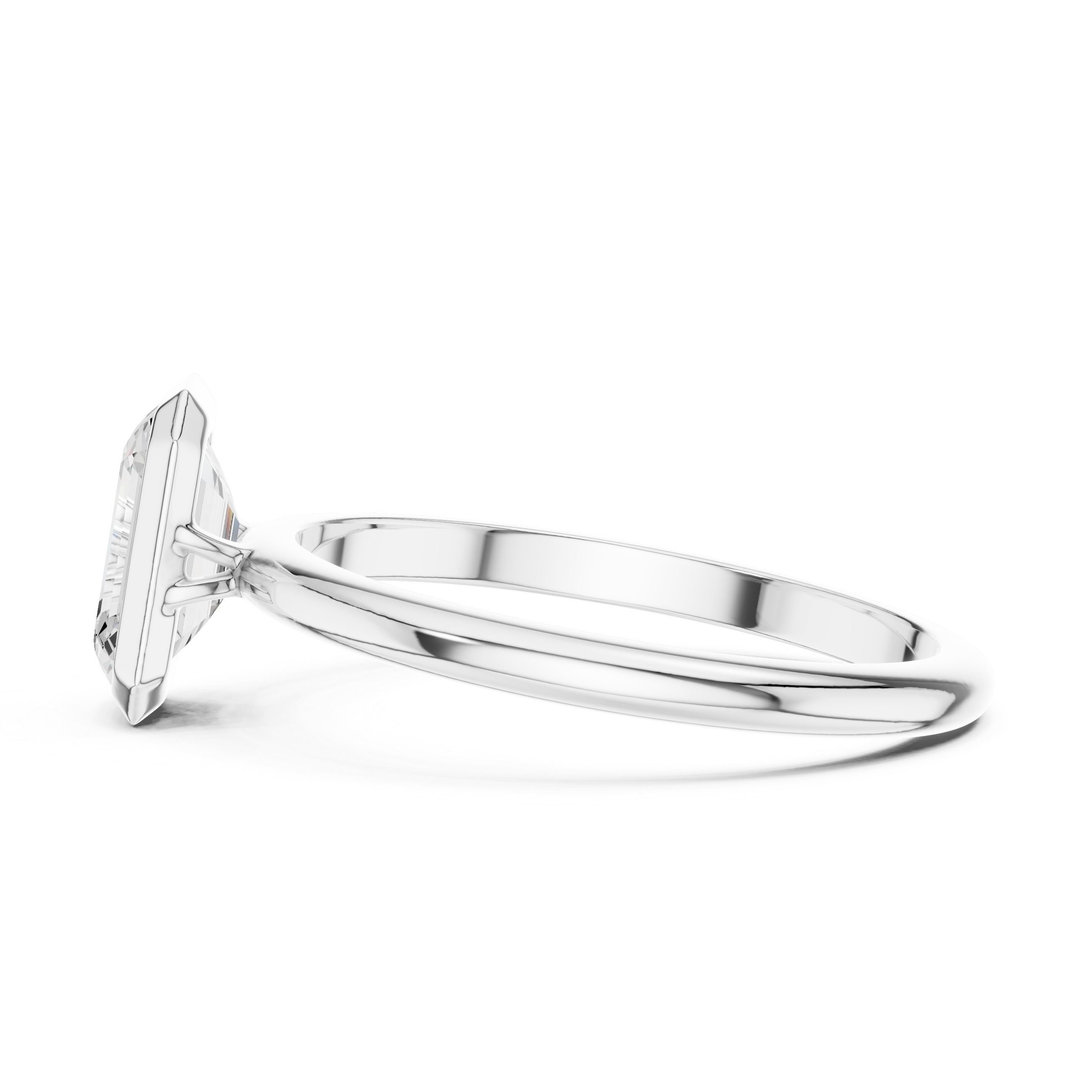 Emerald Cut Lab Diamond Ring, Minimalist Bezel Solitaire