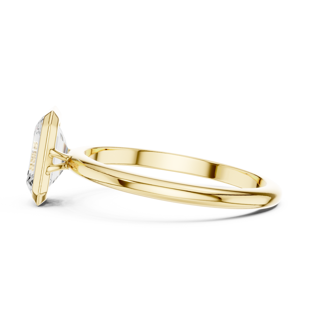 Emerald Cut Lab Diamond Ring, Minimalist Bezel Solitaire