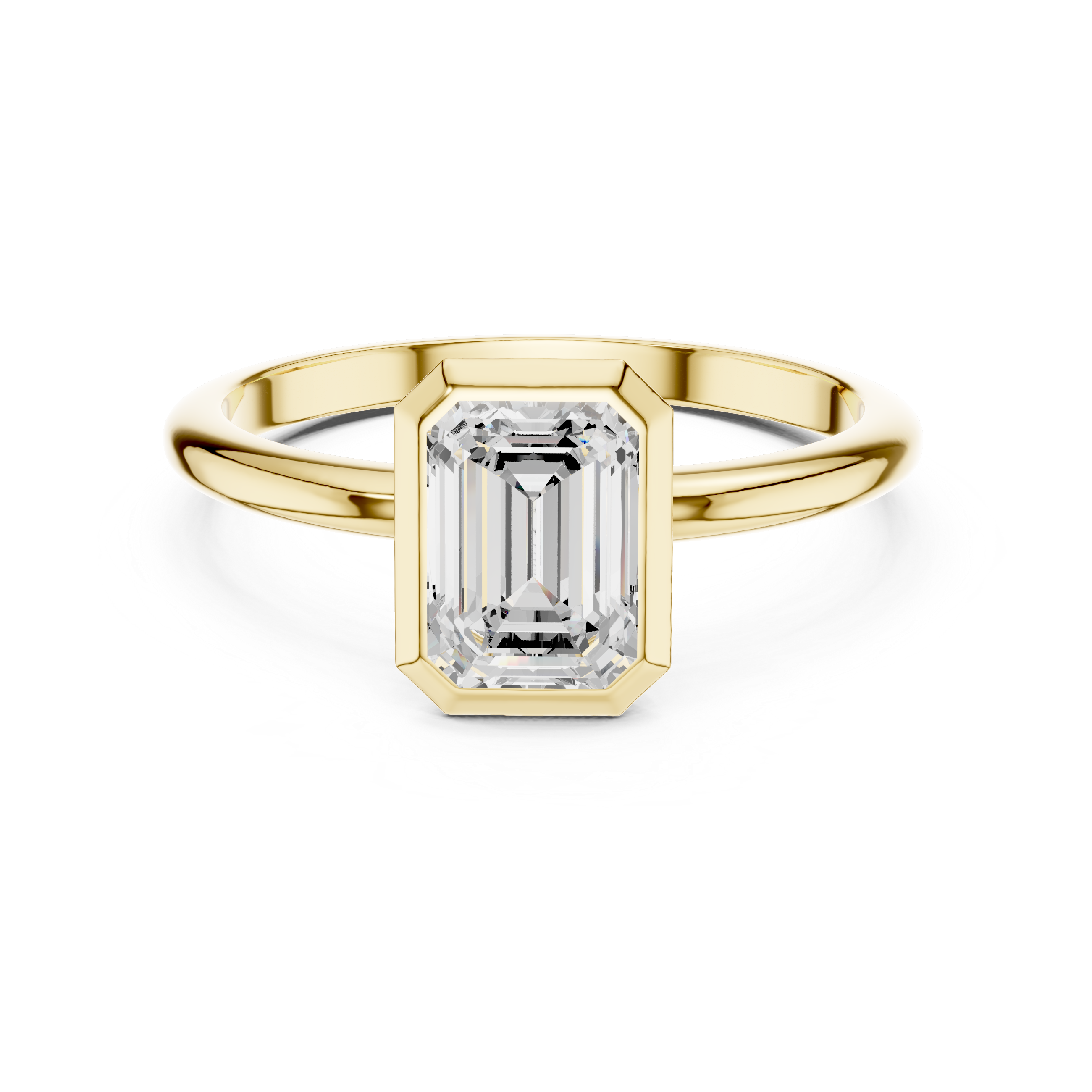 Emerald Cut Lab Diamond Ring, Minimalist Bezel Solitaire