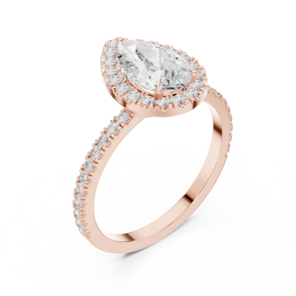 Pear Cut Halo Diamond Ring