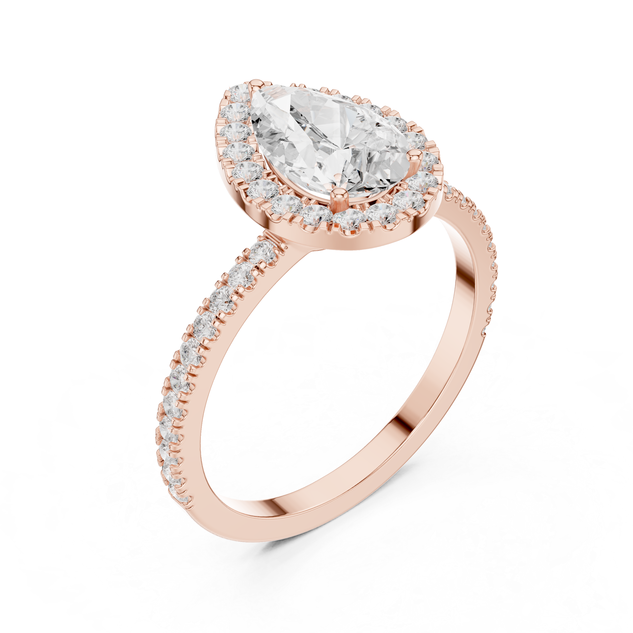 Pear Cut Halo Diamond Ring