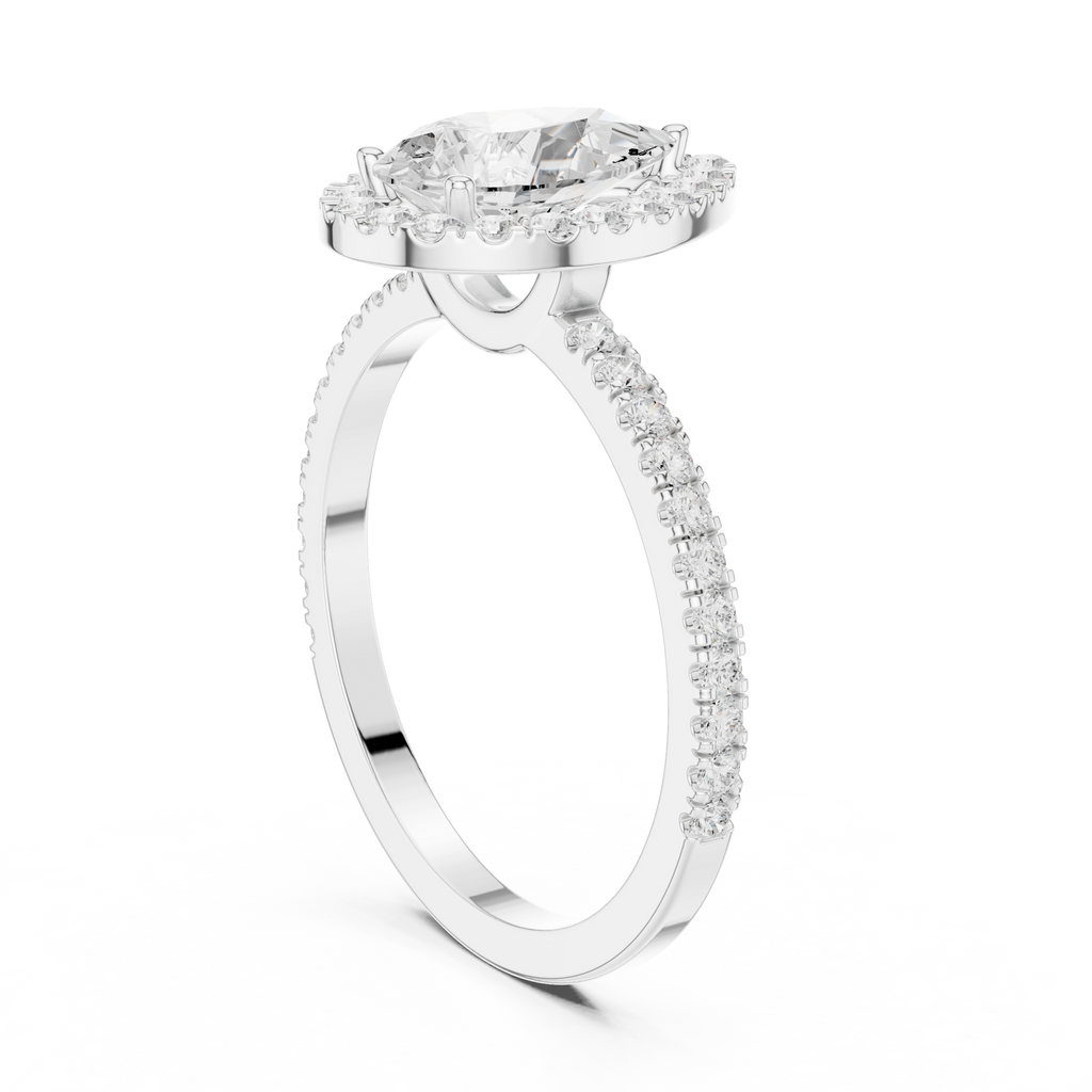 Pear Cut Halo Diamond Ring