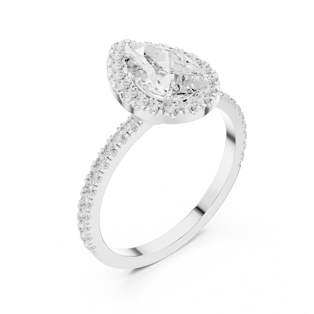 Pear Cut Halo Diamond Ring