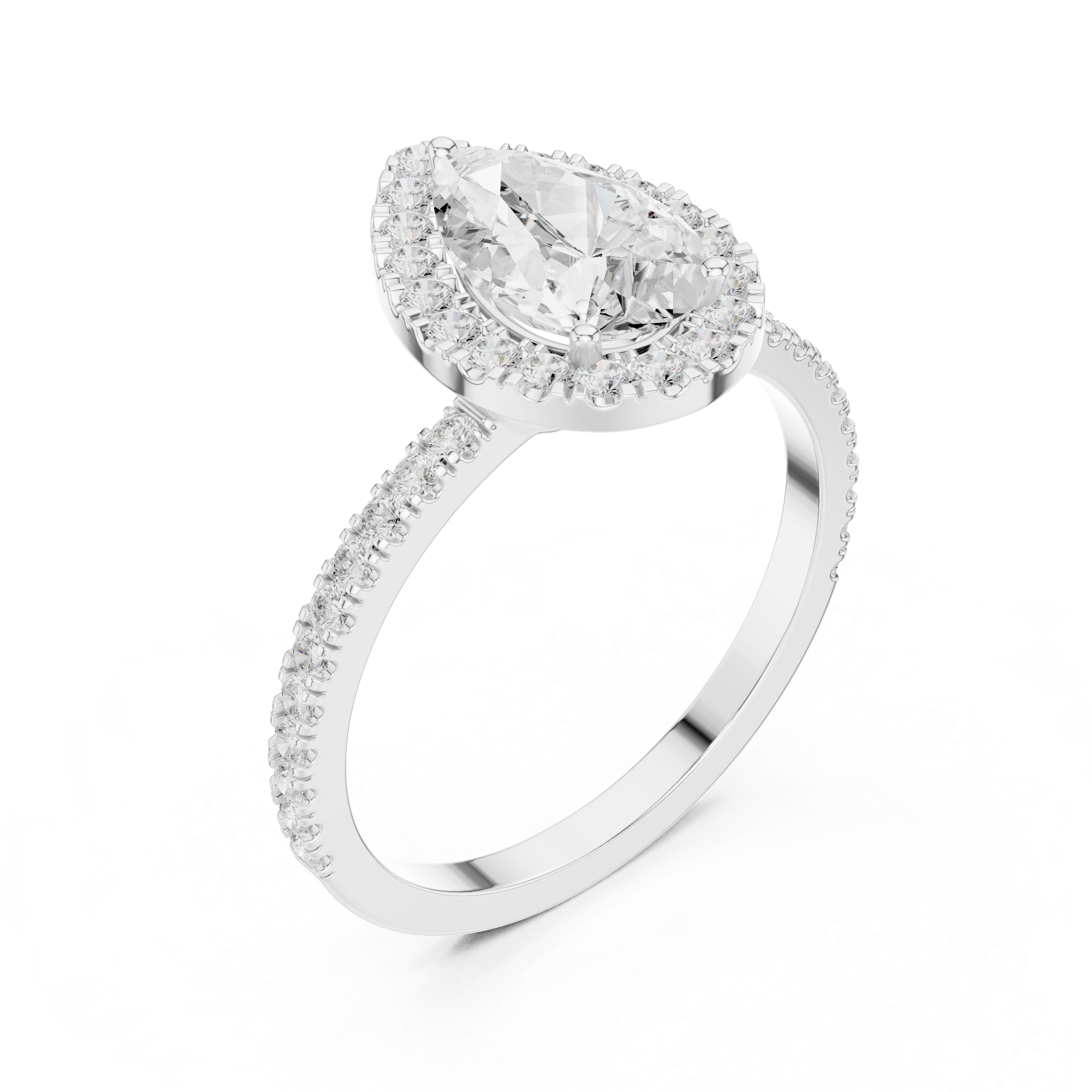 Pear Cut Halo Diamond Ring