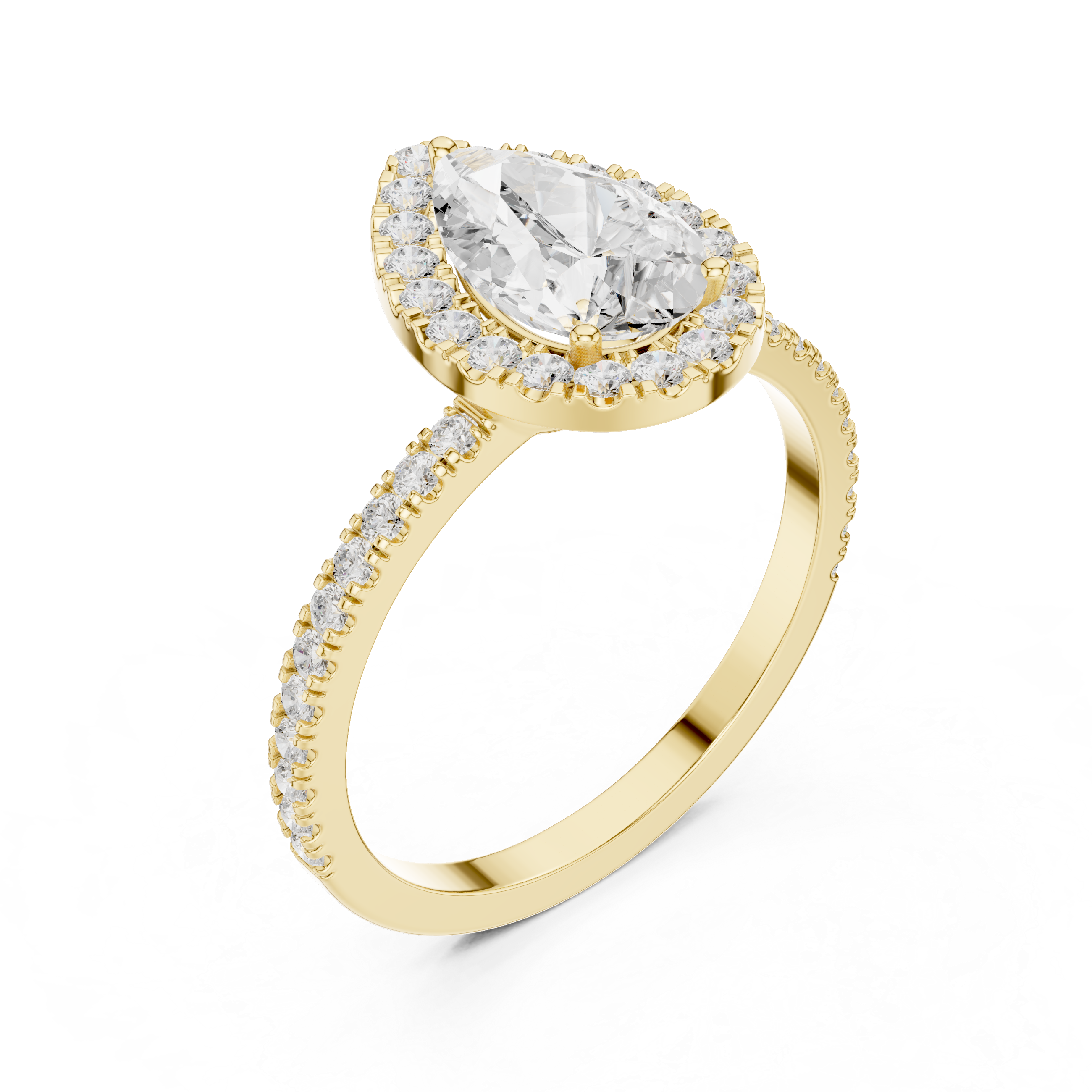 Pear Cut Halo Diamond Ring